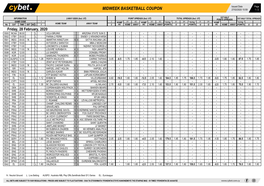 Midweek Basketball Coupon 27/02/2020 10:59 1 / 2