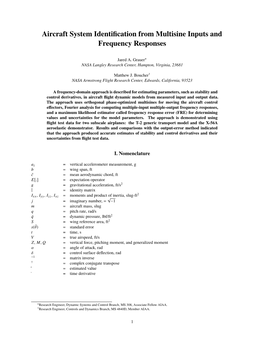 Aircraft System Identification from Multisine Inputs and Frequency