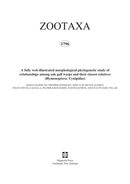 Zootaxa, a Fully Web-Illustrated Morphological Phylogenetic Study