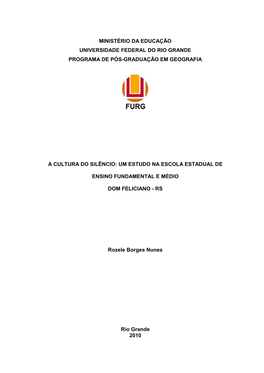 Ministério Da Educação Universidade Federal Do Rio Grande Programa De Pós-Graduação Em Geografia