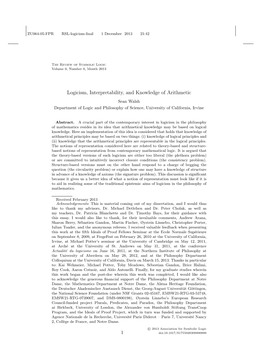 Logicism, Interpretability, and Knowledge of Arithmetic