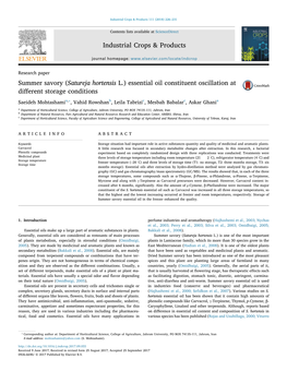 Summer Savory (Satureja Hortensis L.) Essential Oil Constituent Oscillation at Different Storage Conditions