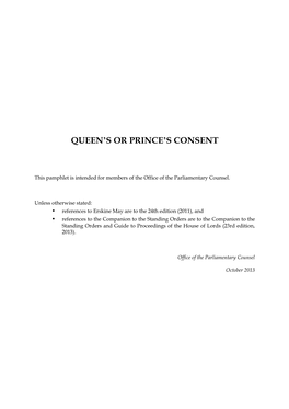 Queen's Or Prince's Consent
