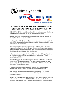 Commonwealth Field Assembled for Simplyhealth Great Birmingham 10K