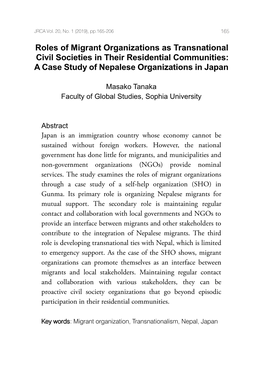 A Case Study of Nepalese Organizations in Japan