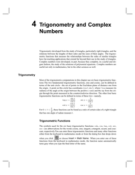 4 Trigonometry and Complex Numbers