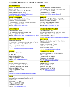 Designated Consular Offices