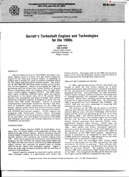 Garrett's Turboshaft Engines and Technologies for the 1990S^