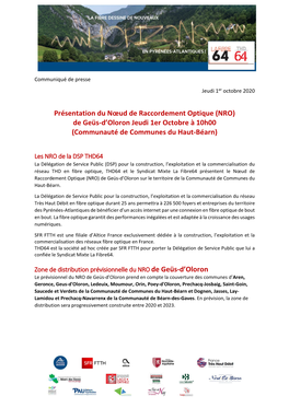 NRO) De Geüs-D’Oloron Jeudi 1Er Octobre À 10H00 (Communauté De Communes Du Haut-Béarn)