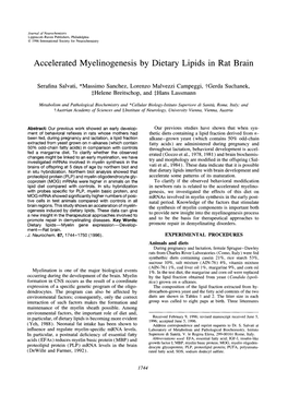 Accelerated Myelinogenesis by Dietary Lipids in Rat Brain