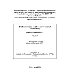 The Future Impact of ICT on Environmental Sustainability