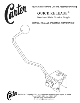 QUICK RELEASE® Bandsaw Blade Tension Toggle