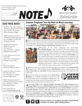 HYS Fall 2013 Newsletter