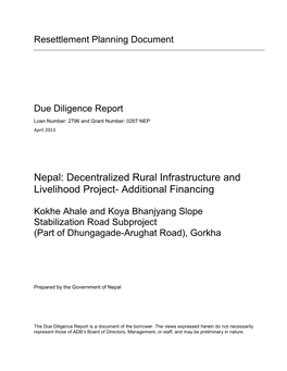 Decentralized Rural Infrastructure and Livelihood Project- Additional Financing