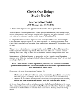 Christ Our Refuge Christ Our Refuge Study Guide Study Guide