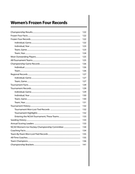 Women's Frozen Four Records