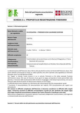 Proposta Di Registrazione Itinerario