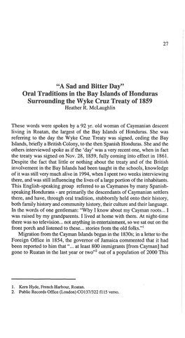 ""A Sad and Bitter Day" Oral Traditions in the Bay Islands of Honduras