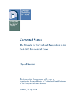 Contested States : the Struggle for Survival and Recognition in the Post