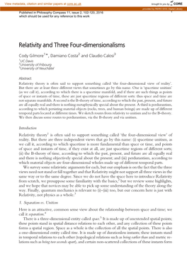 Relativity and Three Four-Dimensionalisms
