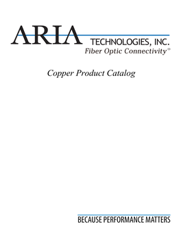 Copper Product Catalog BECAUSE PERFORMANCE MATTERS