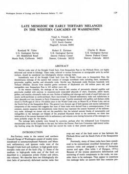 Late Mesozoic Or Early Tertiary Melanges in the Western Cascades of Washington