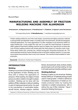 Manufacturing and Assembly of Friction Welding Machine for Aluminium