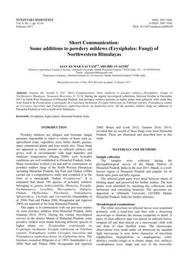 Some Additions to Powdery Mildews (Erysiphales: Fungi) of Northwestern Himalayas