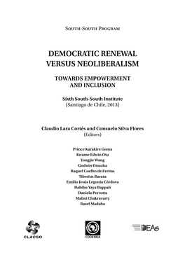 Democratic Renewal Versus Neoliberalism