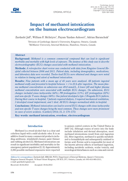 Impact of Methanol Intoxication on the Human Electrocardiogram