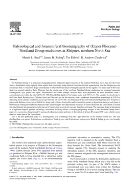 Palynological and Foraminiferal Biostratigraphy of (Upper Pliocene) Nordland Group Mudstones at Sleipner, Northern North Sea