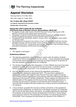 Appeal Decision Hearing Held on 5-6 May 2021 Site Visit Made on 7 May 2021