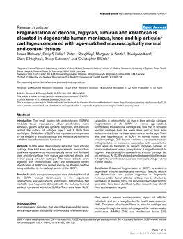 Fragmentation of Decorin, Biglycan, Lumican and Keratocan Is Elevated