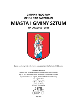 Gminny Program Opieki Nad Zabytkami Miasta I Gminy Sztum Na Lata 2016 – 2020