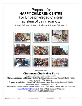 Proposal for for Underprivileged Children at Slum of Jamnagar City