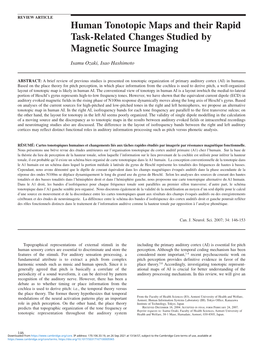 Human Tonotopic Maps and Their Rapid Task-Related Changes Studied by Magnetic Source Imaging