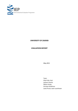 University of Zagreb Evaluation Report