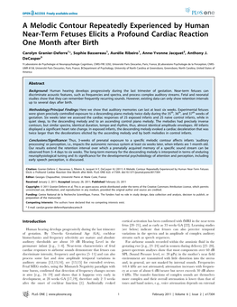 A Melodic Contour Repeatedly Experienced by Human Near-Term Fetuses Elicits a Profound Cardiac Reaction One Month After Birth