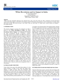 White Revolution and Its Impact in India Dr