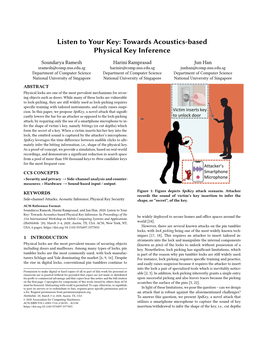 Listen to Your Key: Towards Acoustics-Based Physical Key Inference