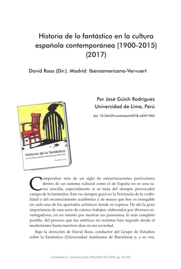 Historia De Lo Fantástico En La Cultura Española Contemporánea (1900-2015) (2017)