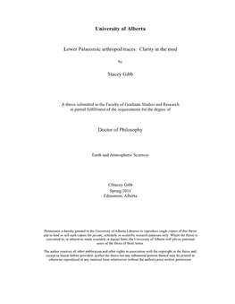 University of Alberta Lower Palaeozoic Arthropod Traces: Clarity