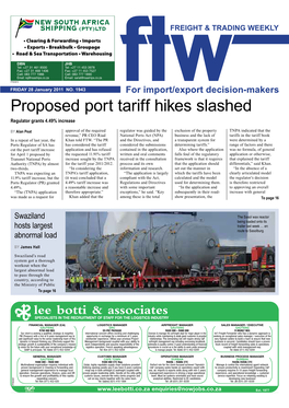 Proposed Port Tariff Hikes Slashed Regulator Grants 4.49% Increase