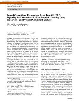 ERP): Exploring the Time-Course of Visual Emotion Processing Using Topographic and Principal Component Analyses