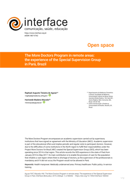 The More Doctors Program in Remote Areas: the Experience of the Special Supervision Group in Pará, Brazil