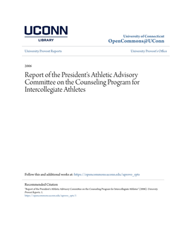 Report of the President's Athletic Advisory Committee on the Counseling Program for Intercollegiate Athletes