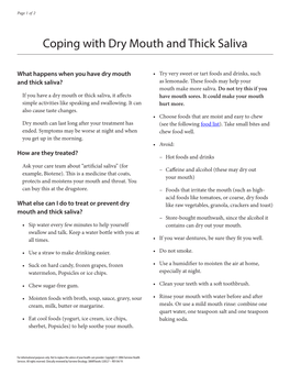 Coping with Dry Mouth and Thick Saliva