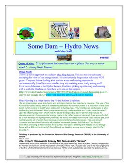 Some Dam – Hydro News