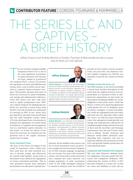 The Series Llc and Captives – a Brief History