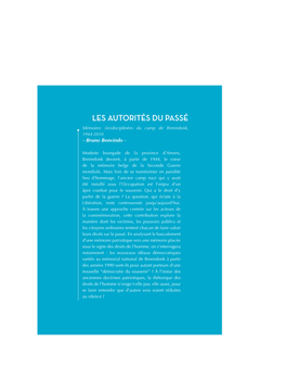 LES AUTORITÉS DU PASSÉ Mémoires (In)Disciplinées Du Camp De Breendonk, 1944-2010 - Bruno Benvindo